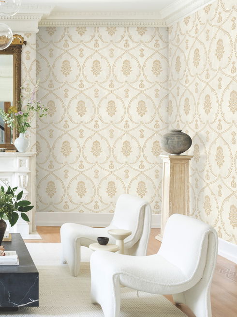 Royal Damask Soft Gold Wallpaper