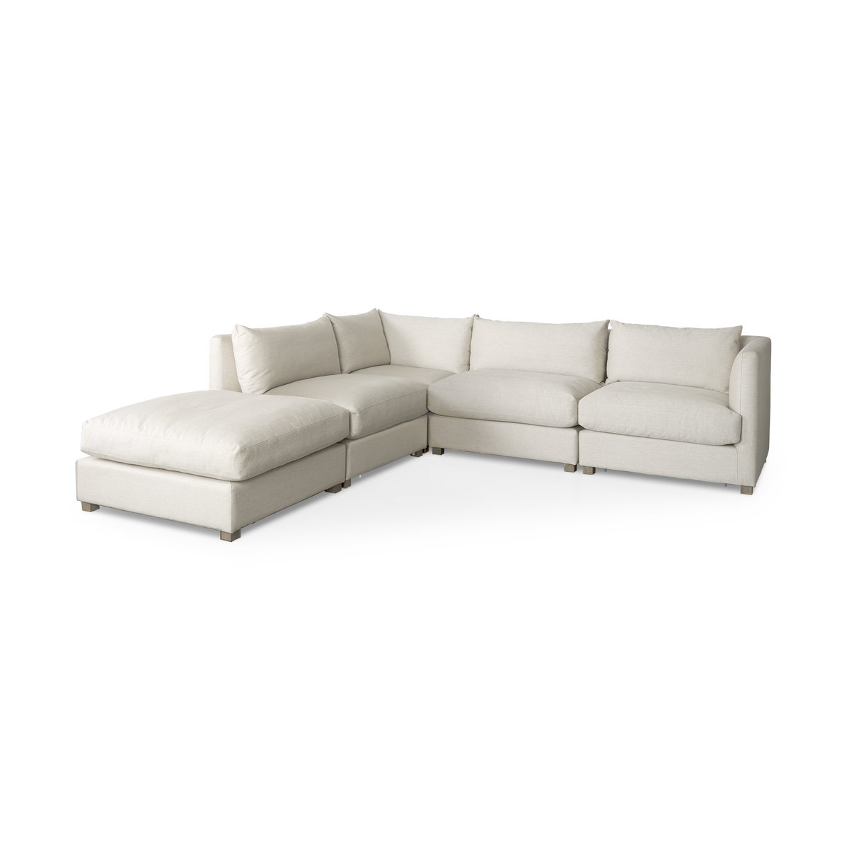 Valence  Beige Full Size Ottoman Sectional Piece, Sectional Sofa by Mercana, 38.58" length x 38.58" width x 17.72" height View 14