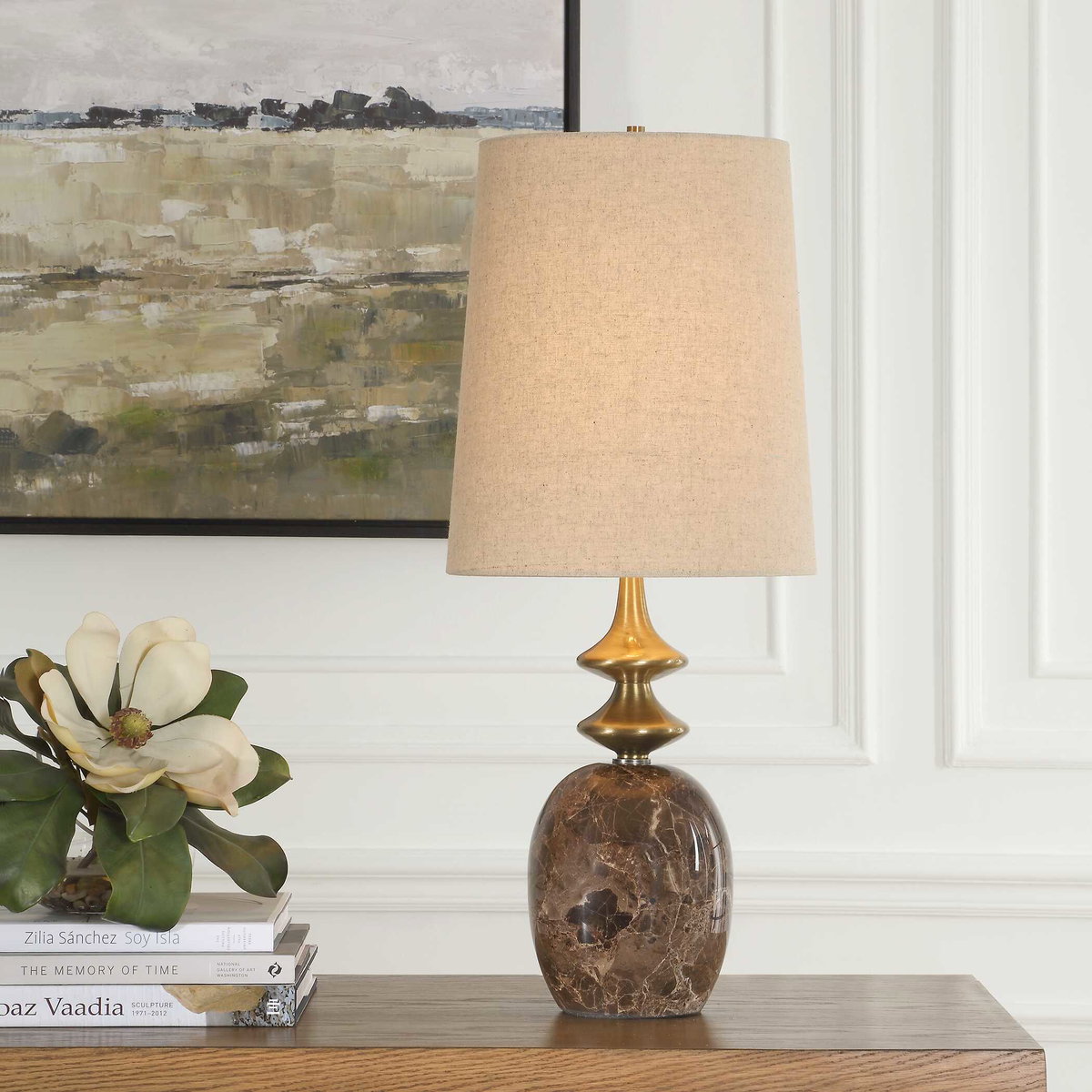 Percy Brown Marble Buffet Lamp, by Uttermost, 6.75" width x 29" height x 12" depth View 2