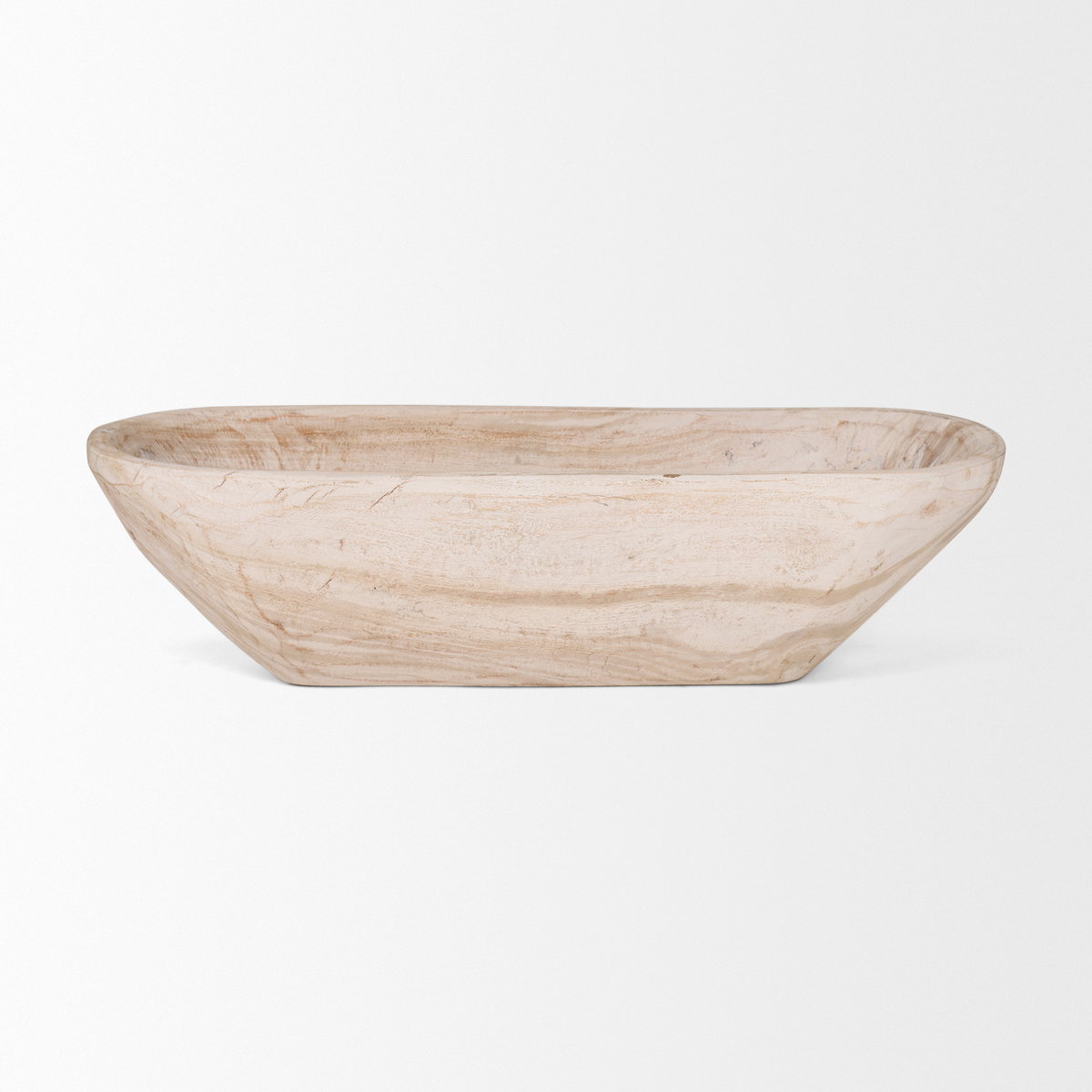 Athena Extra Large Oblong Light-Wash Reclaimed Wood Bowl, Decorative Bowl by Mercana, 26" length x 10" width x 7" height View 4