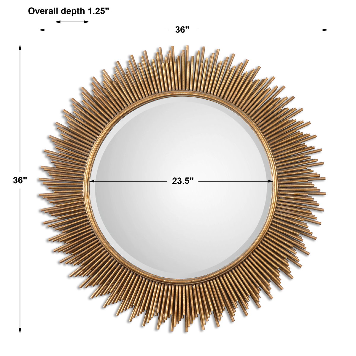 Marlo Round Gold Mirror, by Uttermost, 3' width x 3' height x 1.25" depth View 3
