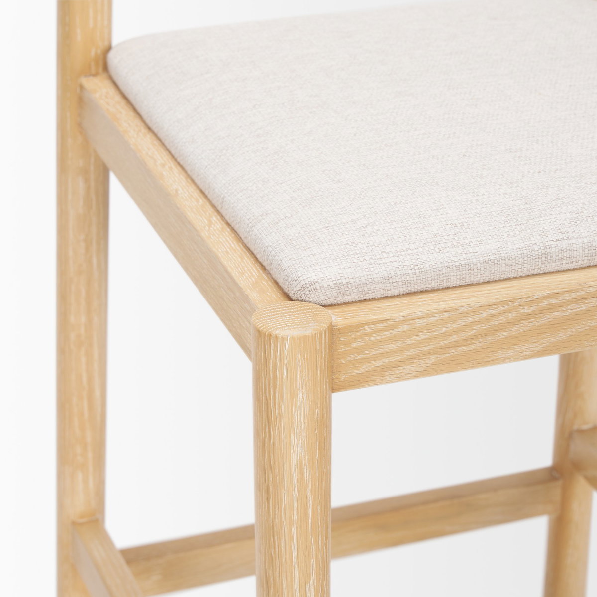 Sam Backless 25.87in Seat Counter Stool | Light Brown Wood with Fabric, Counter & Bar Stool by Mercana, 19" length x 18.25" width x 33.75" height View 11