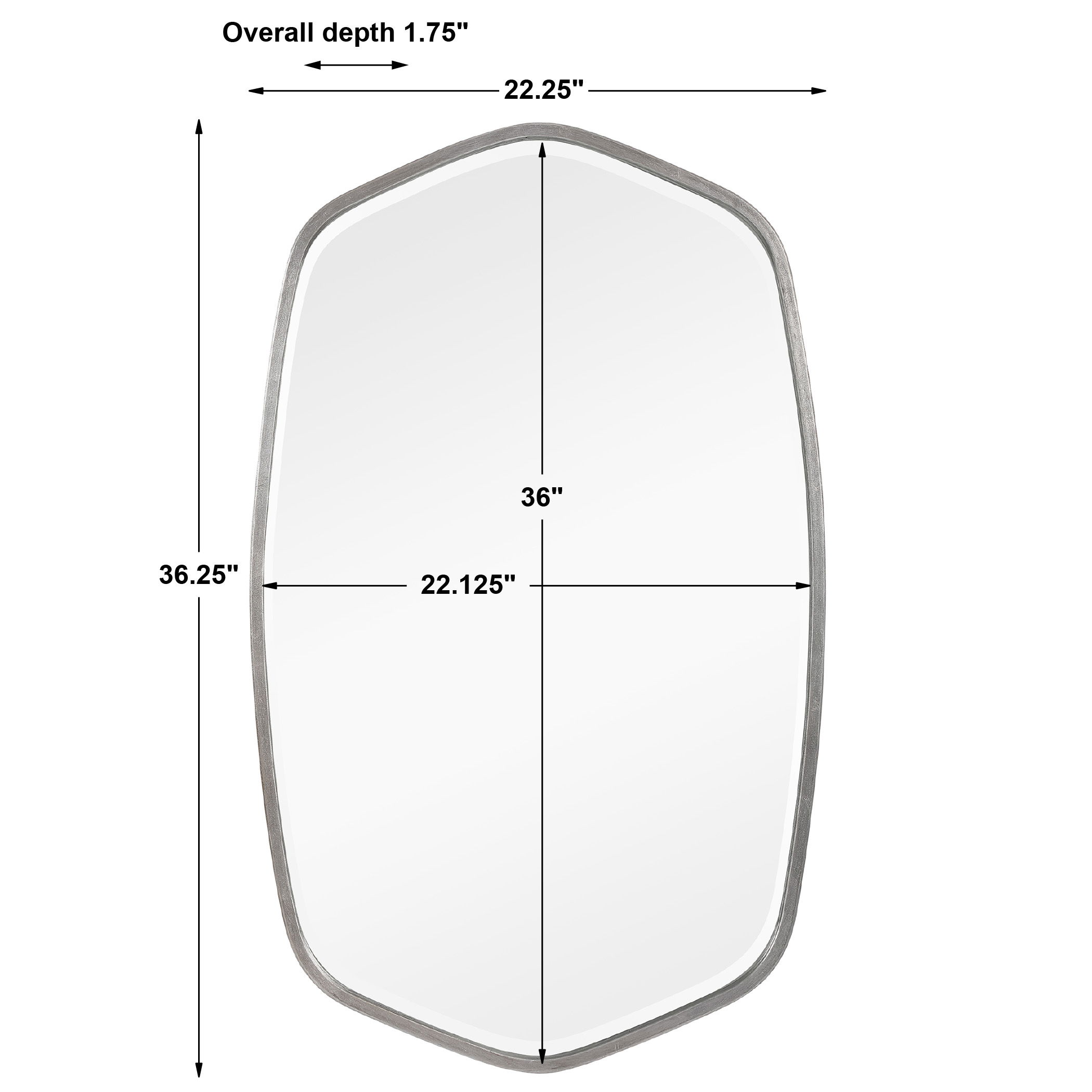Duronia Brushed Silver Mirror, by Uttermost, 22.25" width x 36.25" height x 1.75" depth View 3