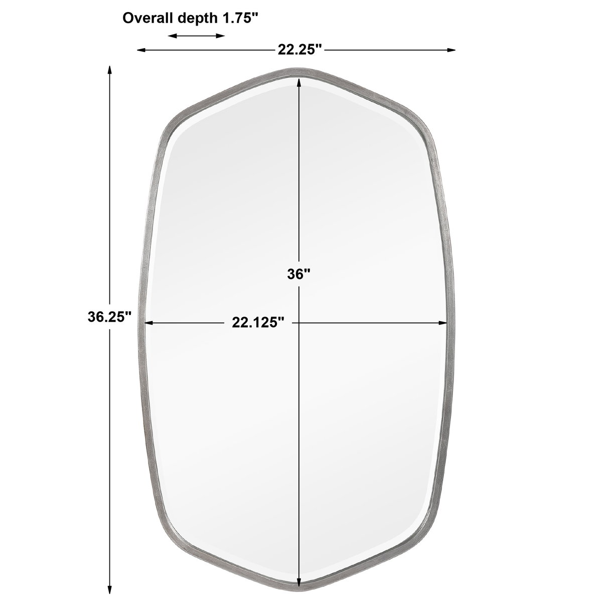 Duronia Brushed Silver Mirror, by Uttermost, 22.25" width x 36.25" height x 1.75" depth View 3