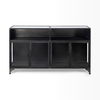 Pender 63' L Black Metal Glass Door Display Cabinet, Cabinets & Sideboard by Mercana, 63" length x 17.25" width x 36" height thumbnail 4