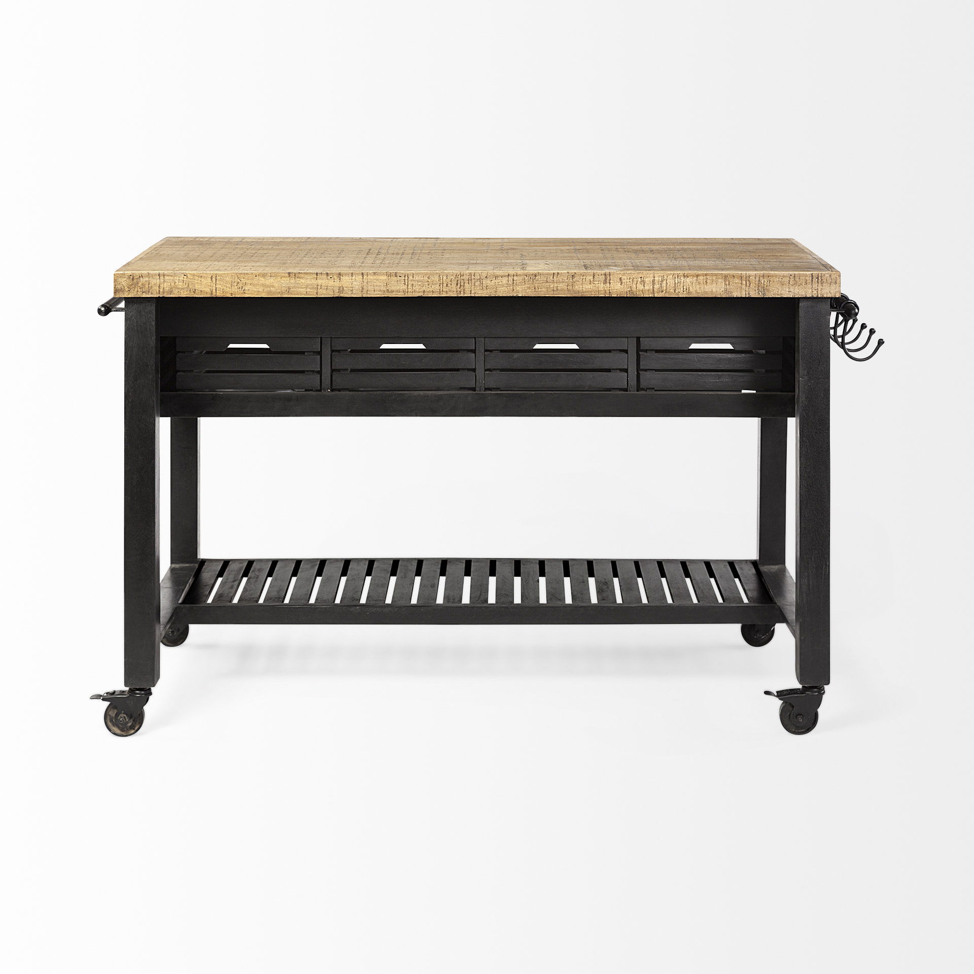 Columbia 62L x 28W x 36H Black Wooden Kitchen Island, by Mercana, 62" length x 28" width x 36" height View 5