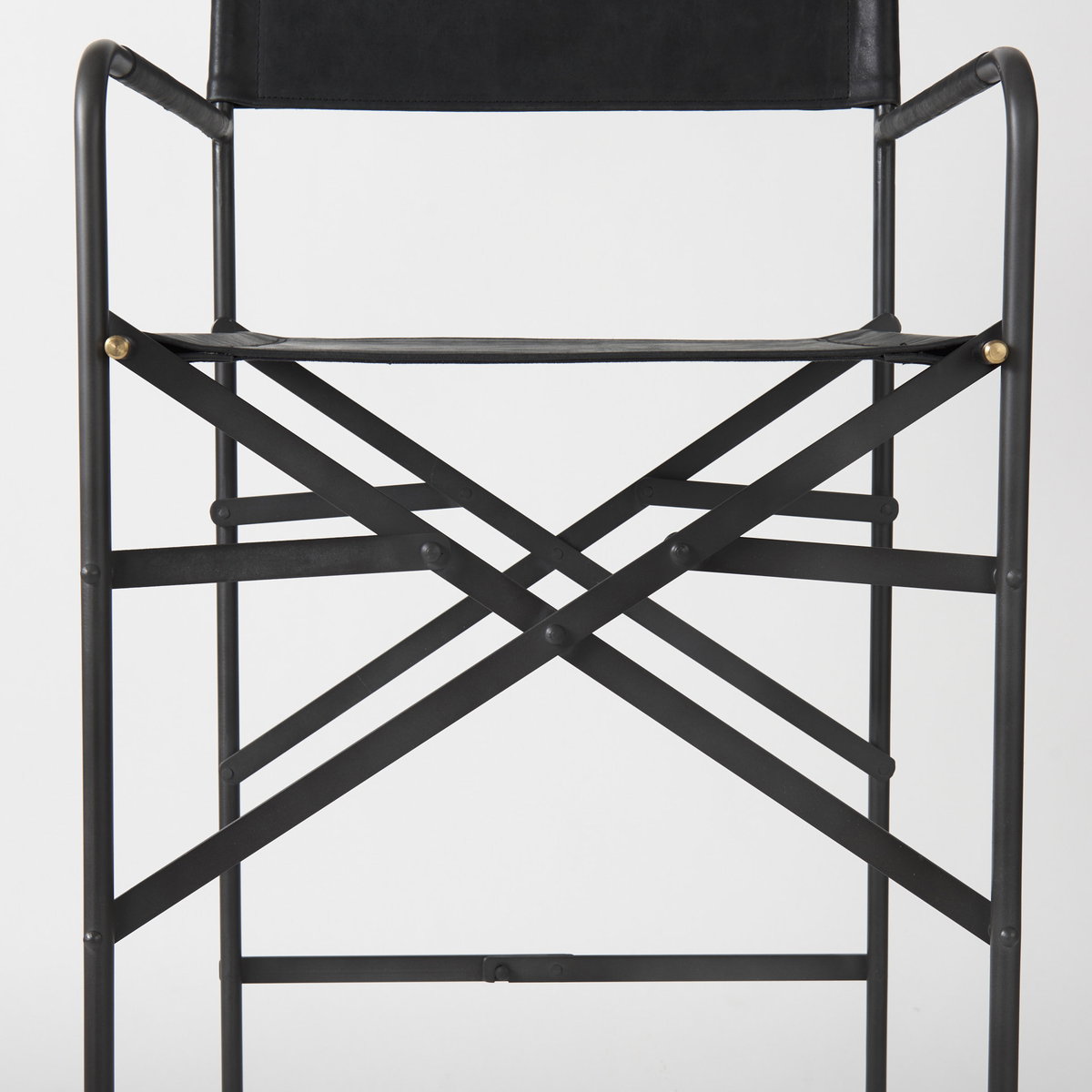Direttore Backless 44.1in Seat Bar Stool | Black Leather with Black Iron, Counter & Bar Stool by Mercana, 19.3" length x 20" width x 44.1" height View 9