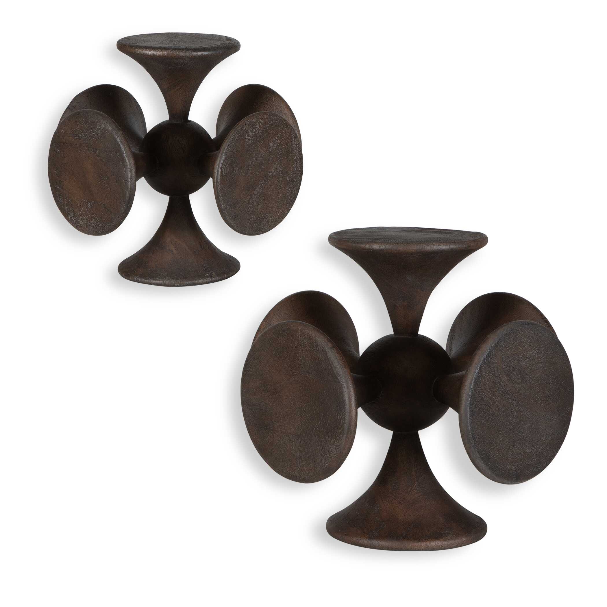 Balanced Harmony Dark Wooden Sculptures Set/2, Decorative by Uttermost, 10" width x 10" height x 10" depth View 1
