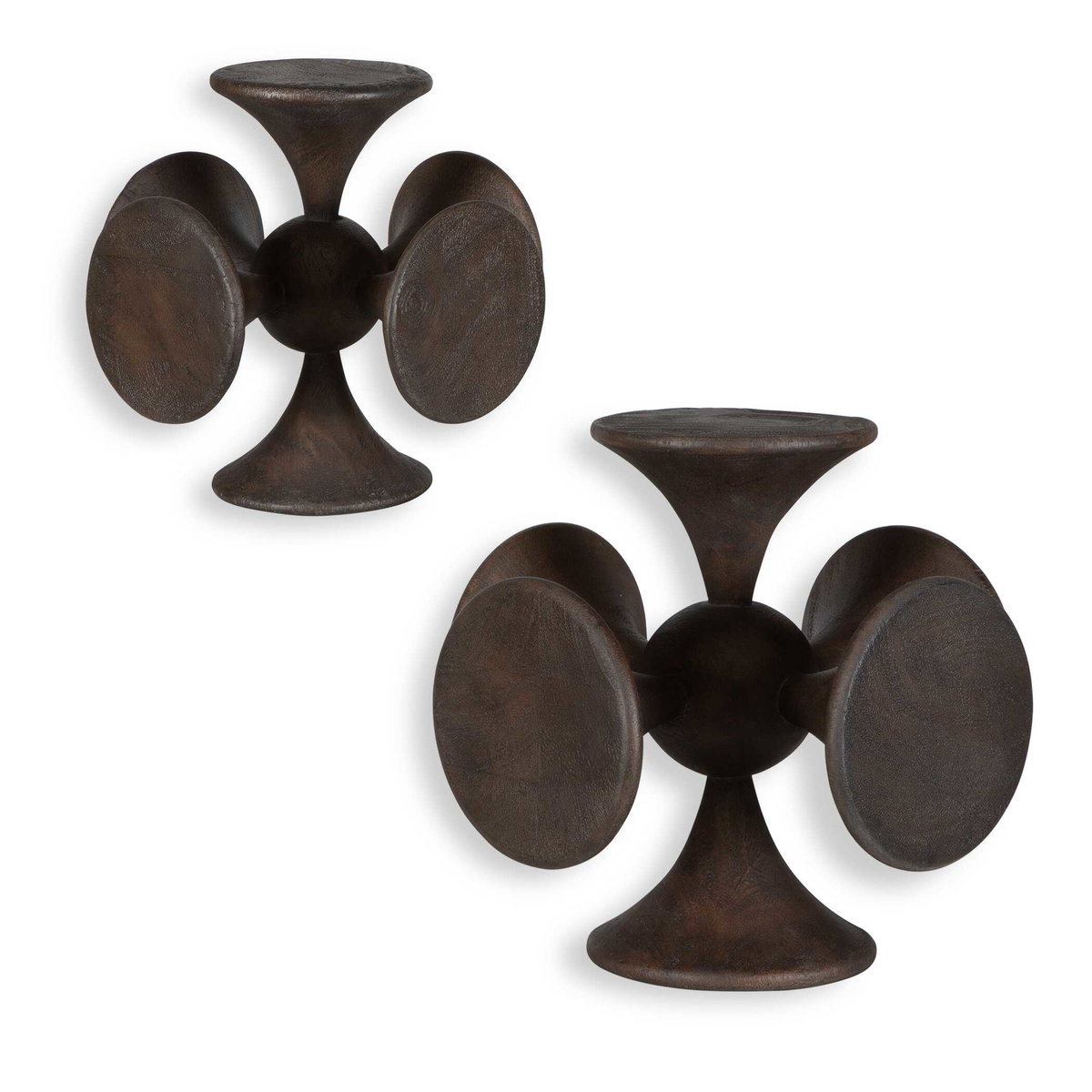 Balanced Harmony Dark Wooden Sculptures Set/2, Figurines & Statue by Uttermost, 10" width x 10" height x 10" depth View 1