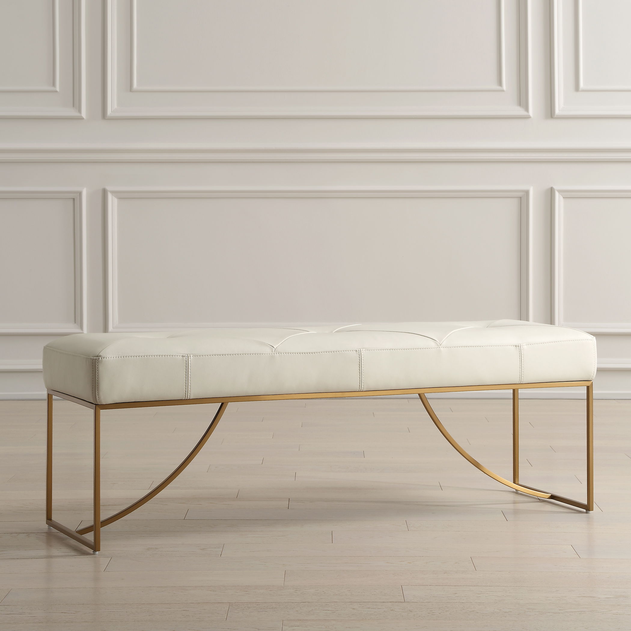 Swale Ivory Leather Bench large image 