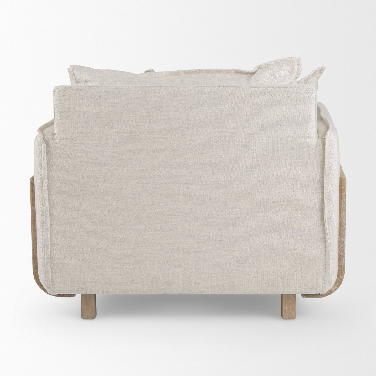 Roy II Beige Upholstered and Brown Wood Frame Arm Chair, Accent Chair by Mercana, 43.31" length x 41.73" width x 33.07" height View 8