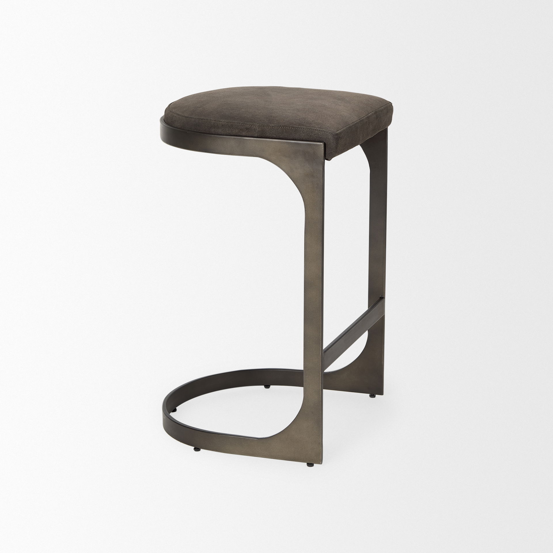 Tyson 17L x 18W x 28H Brown/Gray Suede with Metal Frame Counter Stool large image 