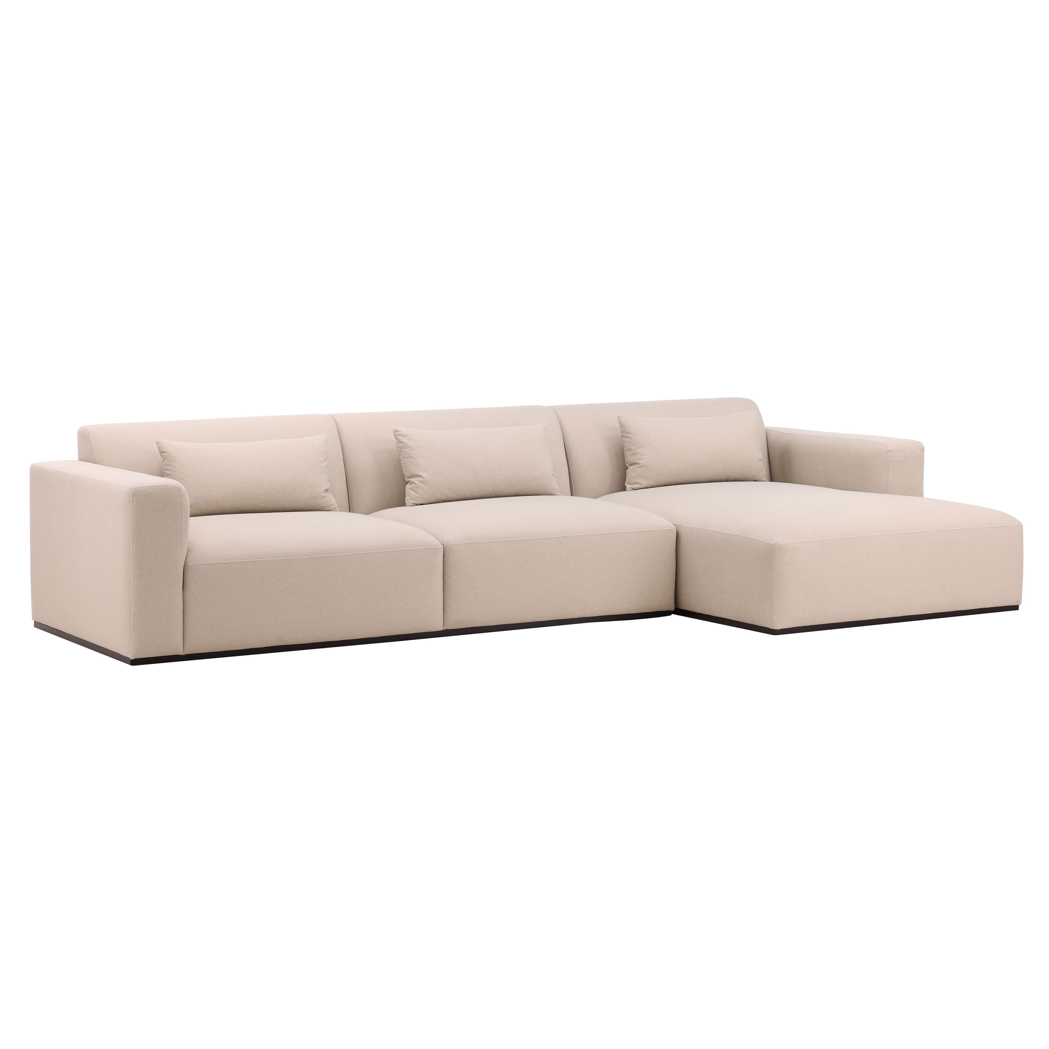 Brooklyn Chaise Sectional  Cream, Sectional Sofa by Dovetail, 134.25" width x 29.5" height x 65" depth View 1