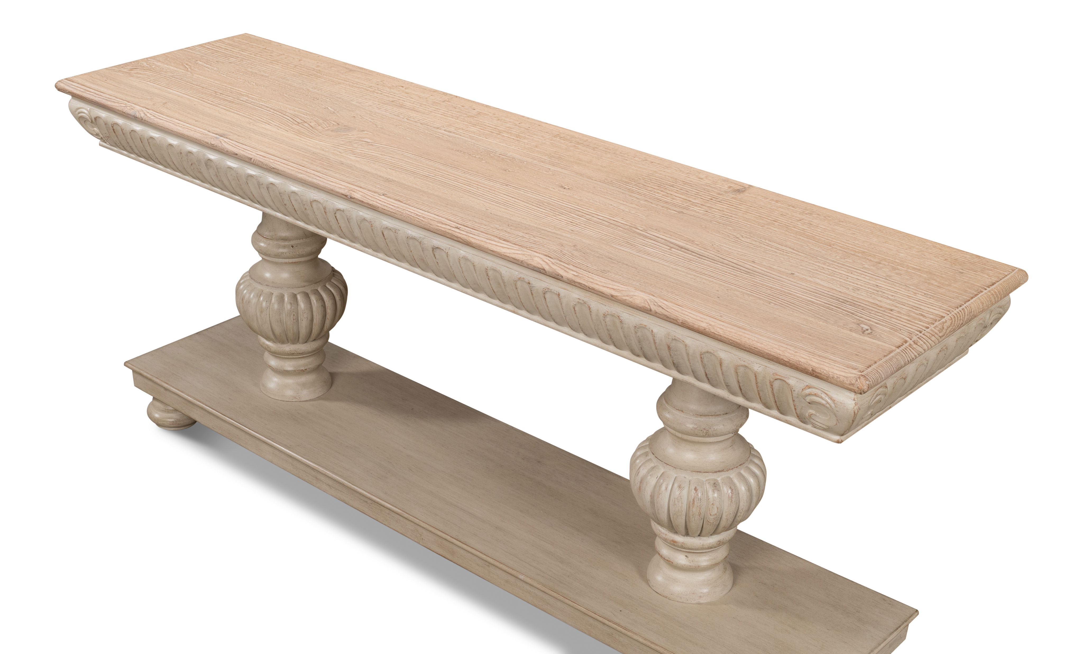Hugo Console, Stone Grey W/Natural Top, Console Table by Sarreid, 74" length x 20" width x 31" height View 10