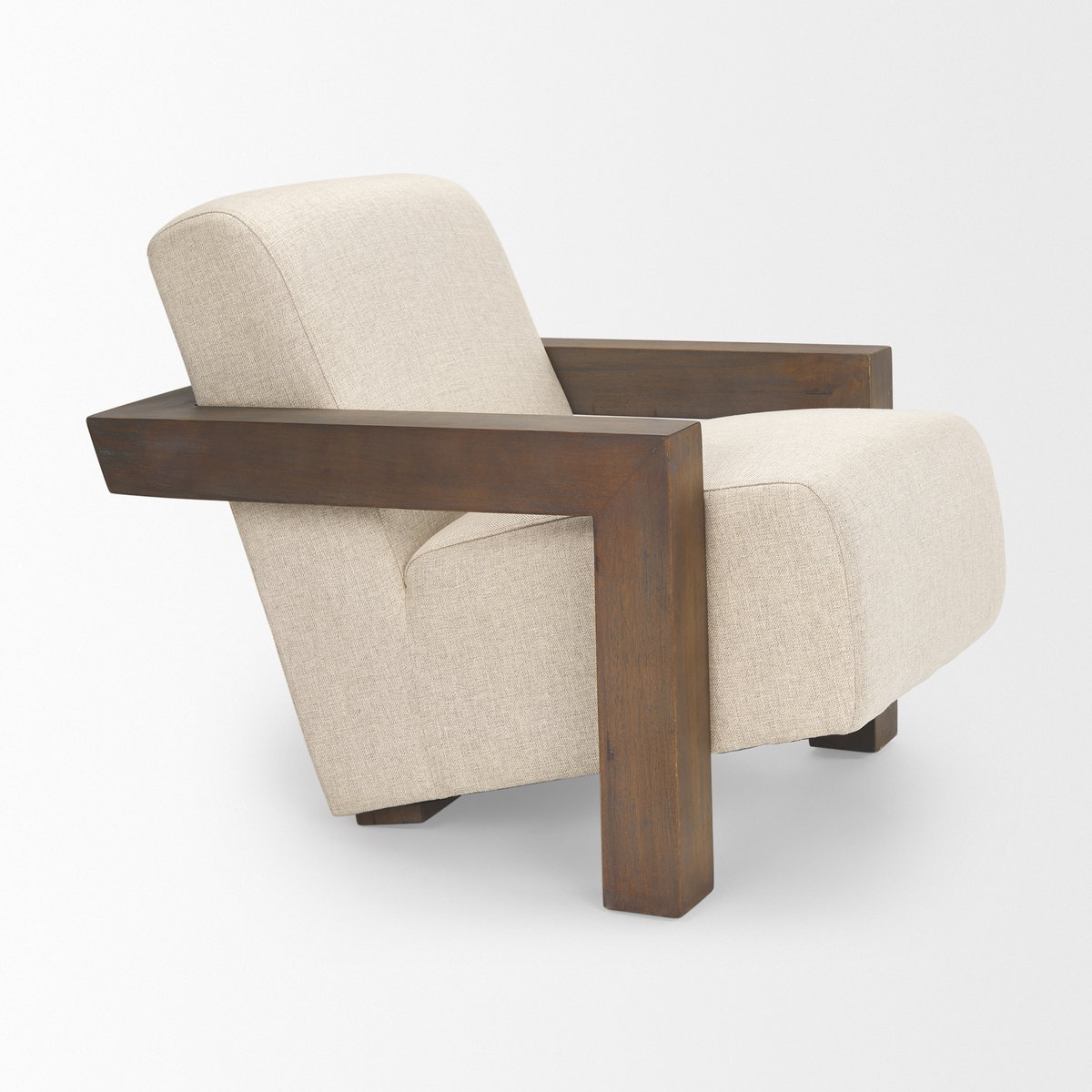 Sovereign Oatmeal Fabric Upholstered with Solid Wood Frame Accent Chair, by Mercana, 28.25" length x 34.75" width x 29.5" height View 6