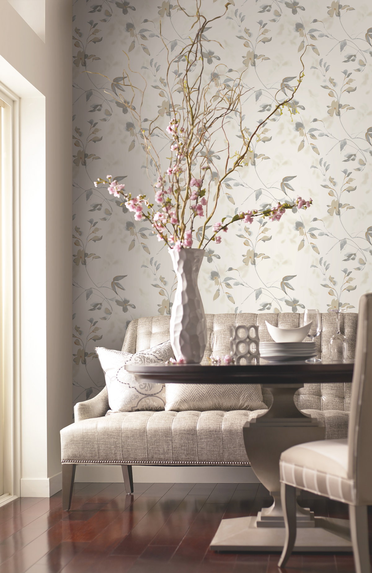Linden Flower Tan Wallpaper, by York Wall, 33' length x 1'8.5" width x 0.02" depth View 2