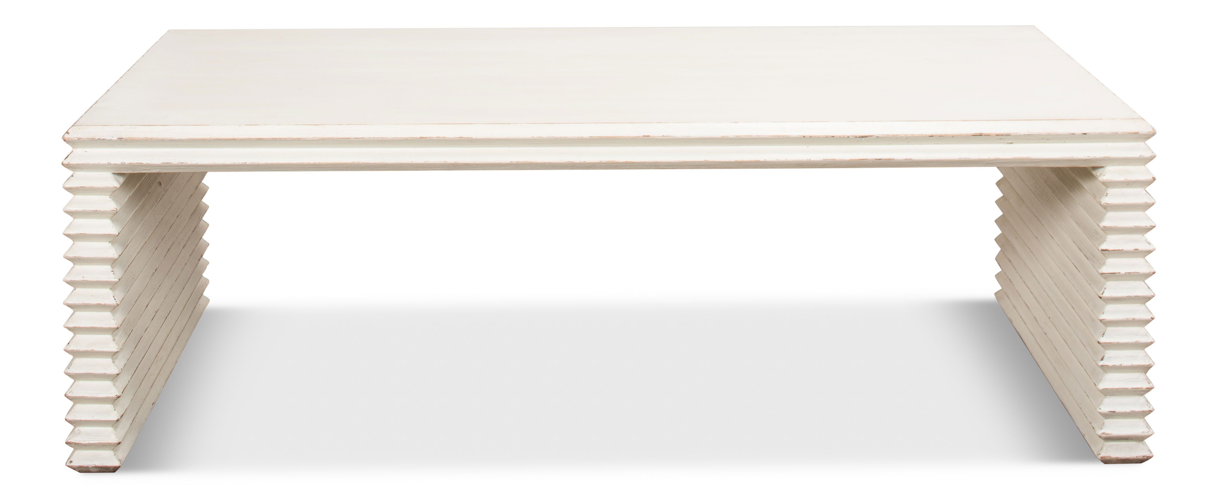 Stacked Cocktail Table, Antique White, Coffee Table by Sarreid, 55" length x 26" width x 18" height View 2