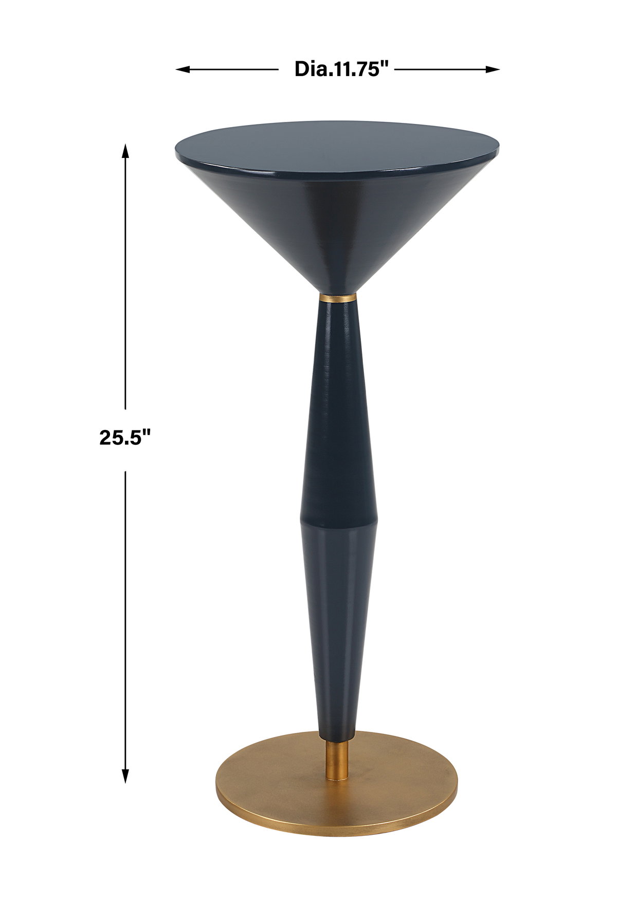 Luster Navy Blue Accent Table, Furniture by Uttermost, 11.75" width x 25.5" height x 11.75" depth View 3