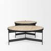 Wade Travertine Marble with Matte Black Metal Coffee Tables, by Mercana, 56" length x 32" width x 13.5" height thumbnail 6