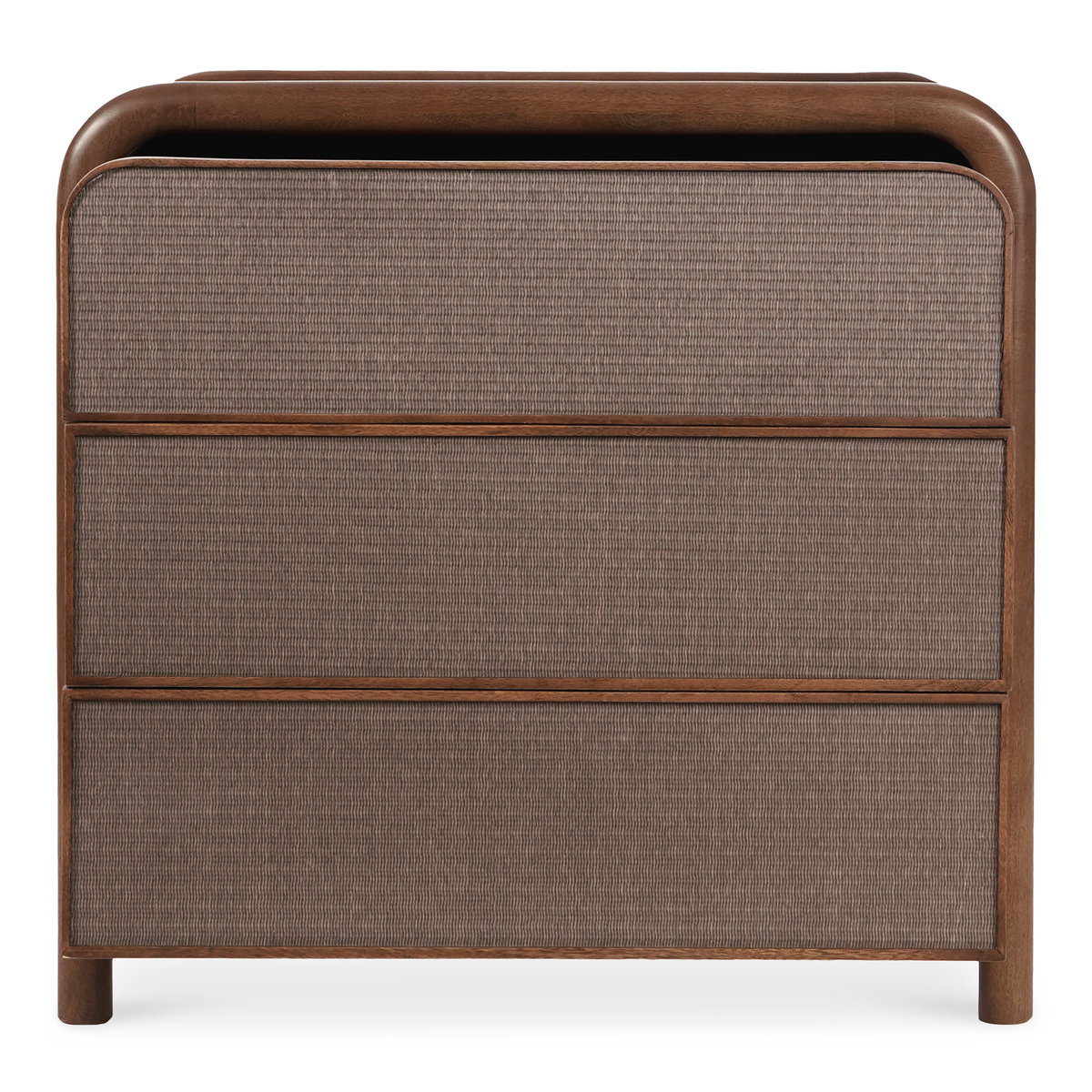 Rye 3 Drawer Nightstand Warm Brown, by Moe's Home, 31.75" width x 30.5" height x 19.75" depth View 2