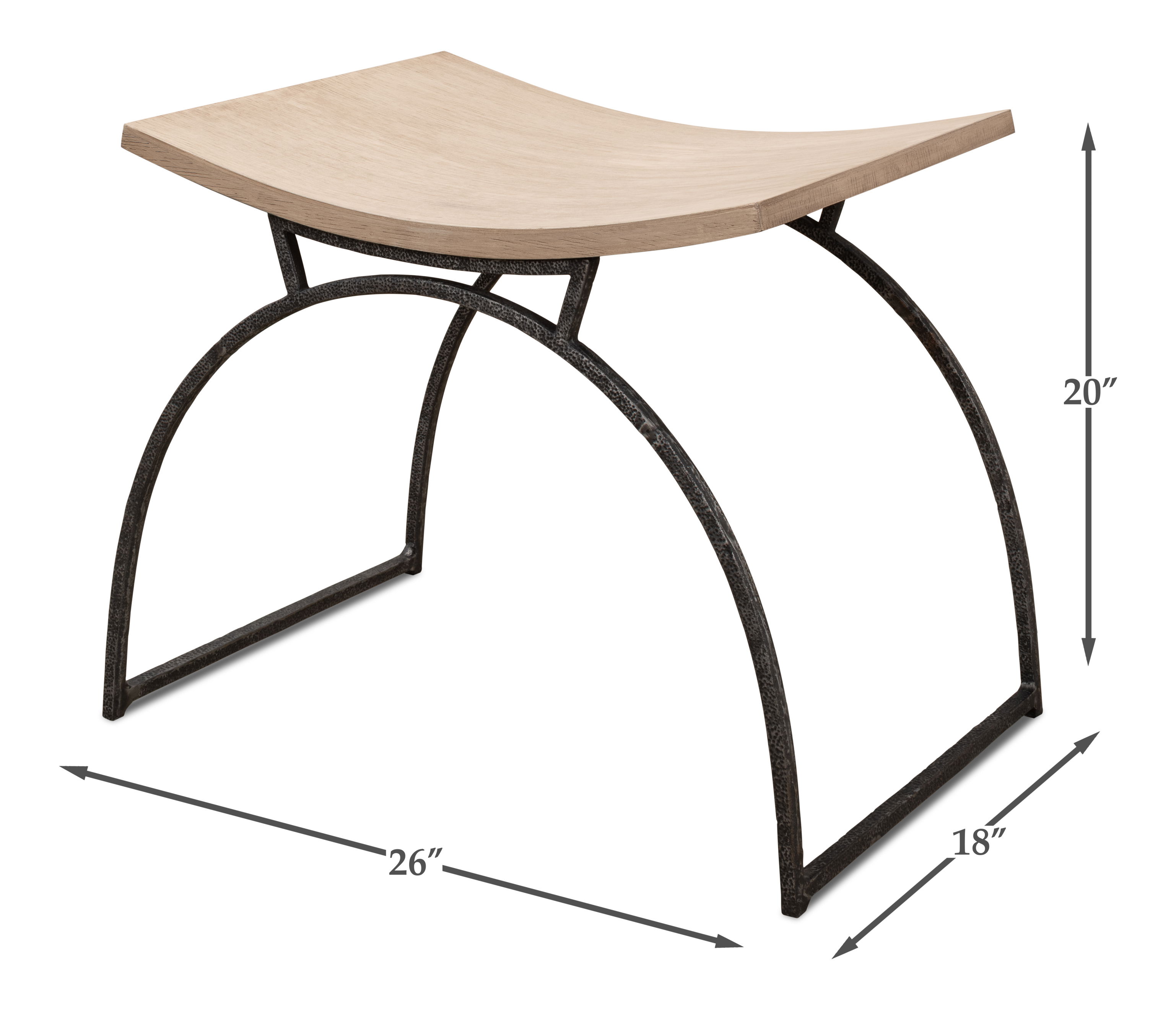 Britton Bench, Seating by Sarreid, 26" length x 18" width x 20" height View 13