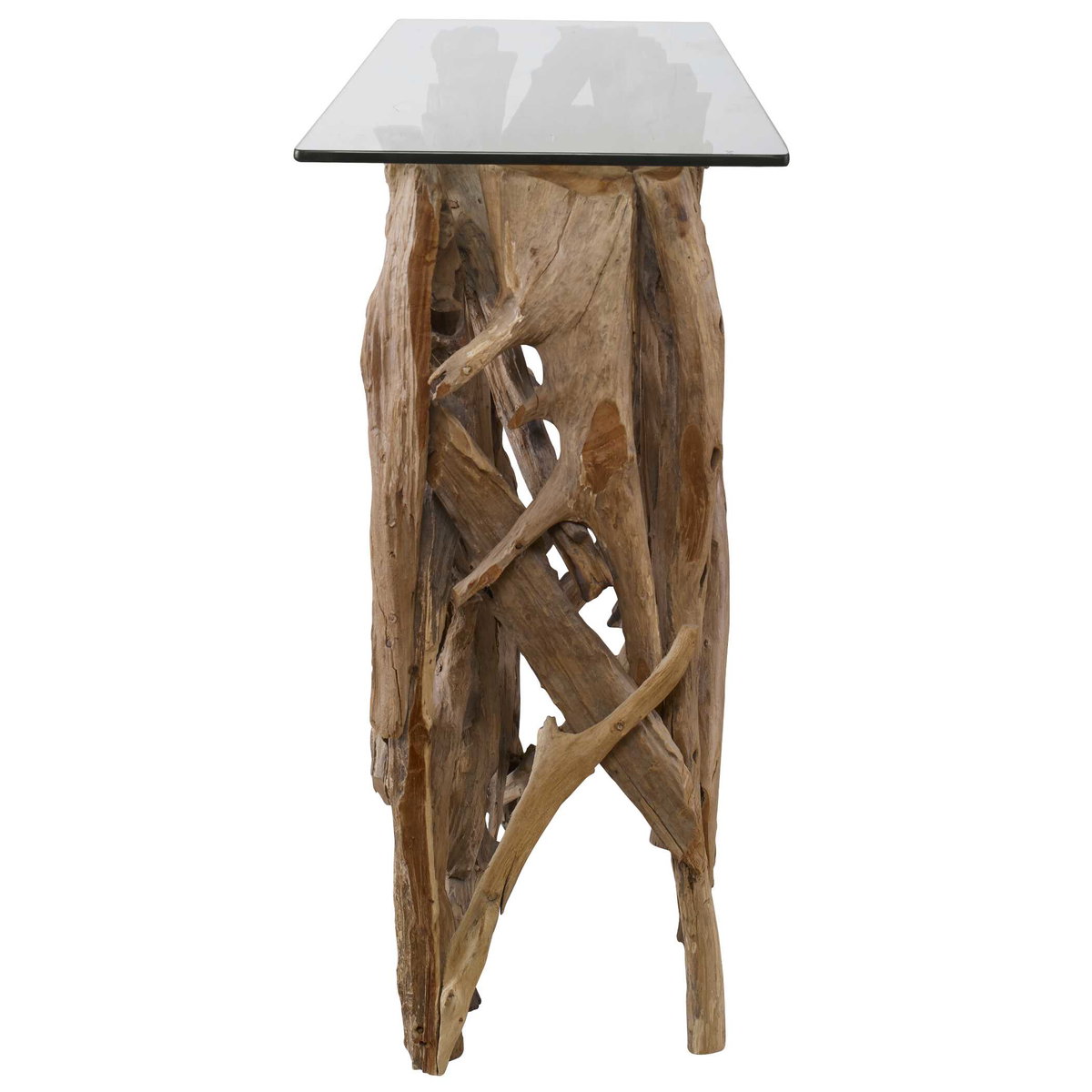 Teak Wood Console, Console Table by Uttermost, 59" width x 34.6" height x 17.72" depth View 7
