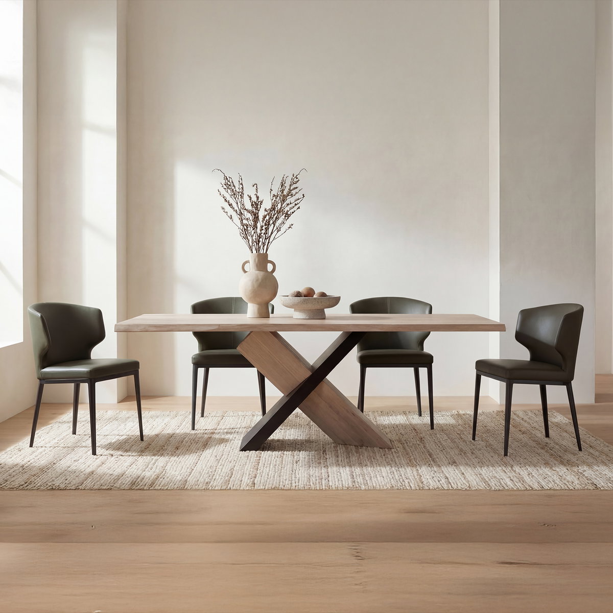 Instinct Dining Table Natural, by Moe's Home, 79" width x 30" height x 39.5" depth View 2