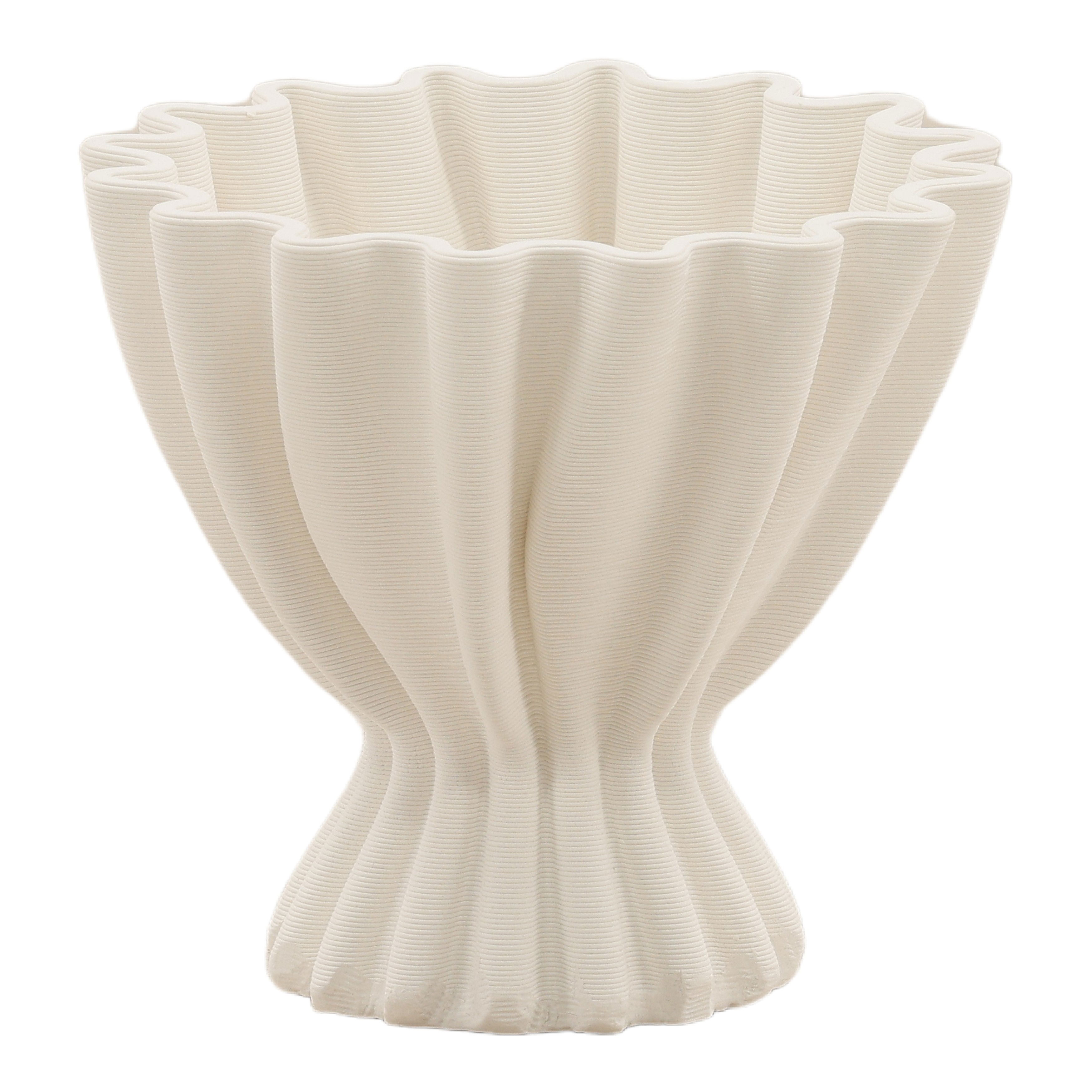 Kyra Vase Ivory, Decor by Dovetail, 7.09" width x 6.5" height x 7.09" depth View 1