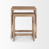 Grier Set of 2 Light Brown Solid Wood with Cane Nesting Accent Tables thumbnail 2
