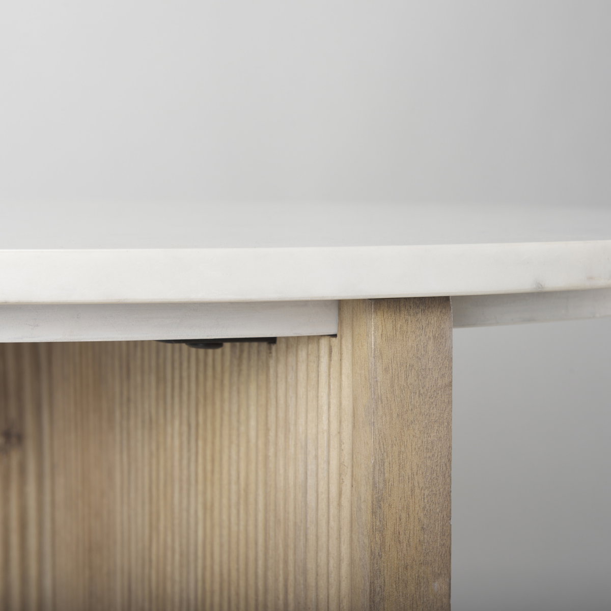 Enzo Marble Tabletop with Fluted Light Wood Base Foyer Accent Table, Side & End Table by Mercana, 32" length x 32" width x 29" height View 6