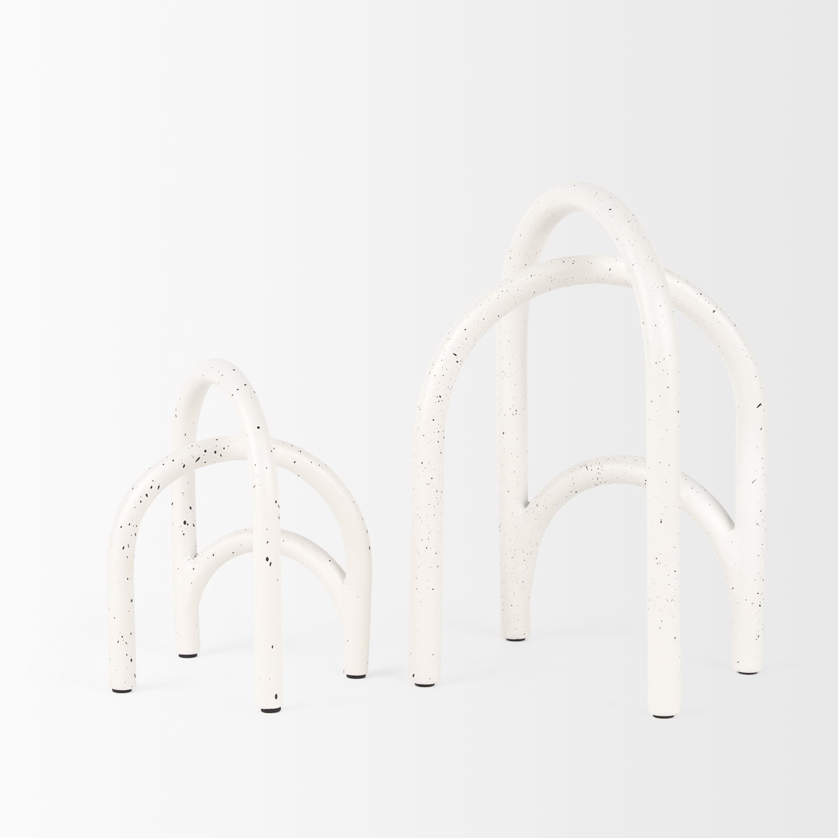 Springe White & Gray Speckled Arch Decorative Object (Set of 2), by Mercana, 4.53" length x 3.35" width x 6.5" height View 6