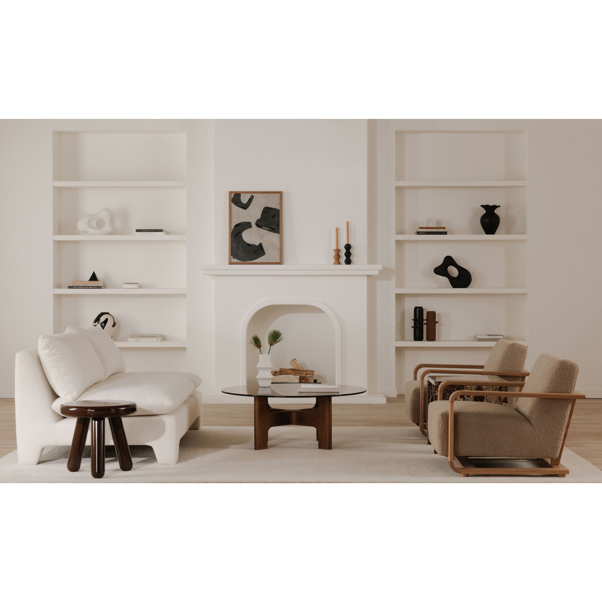 Eckersley Lounge Chair Beige Faux Shearling large image 