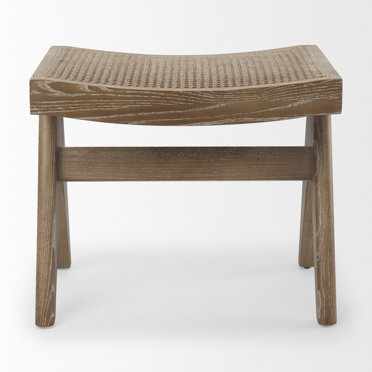 Arvin  Medium Brown Wooden Stool, Benche by Mercana, 21.65" length x 17.72" width x 18.11" height View 5