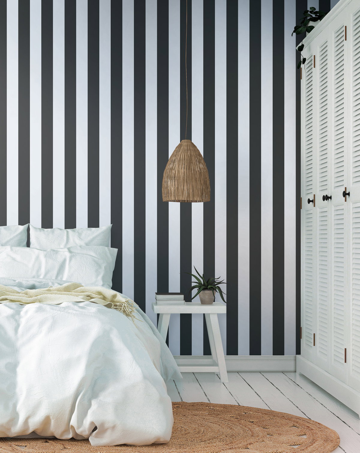 3-in Stripe Black & White Wallpaper, by York Wall, 33' length x 1'8.5" width x 0.02" depth View 3