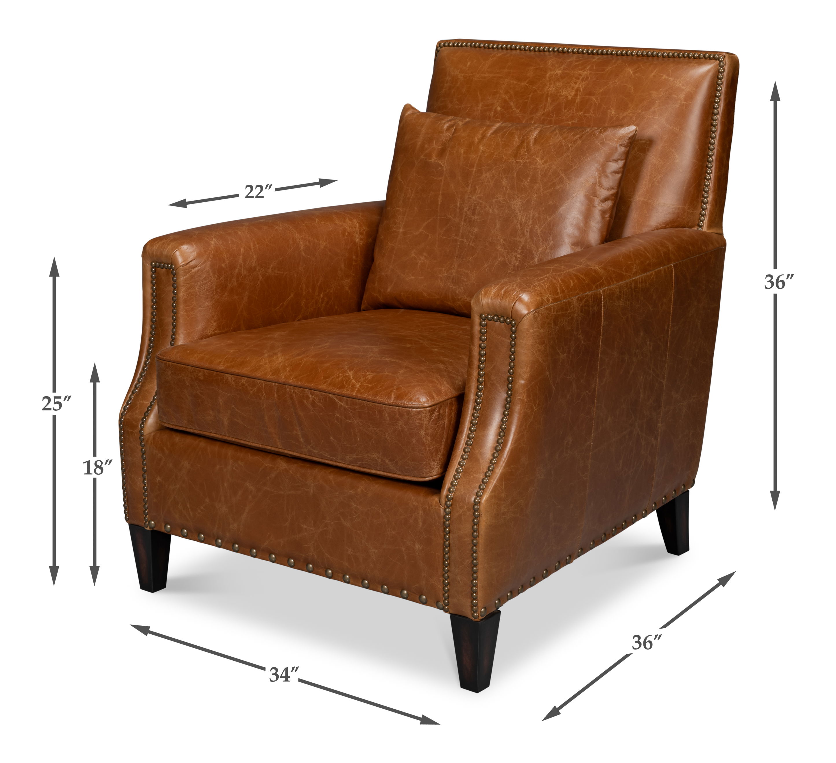 Dawson Distilled Leather Chair,Cuba Brn large image 