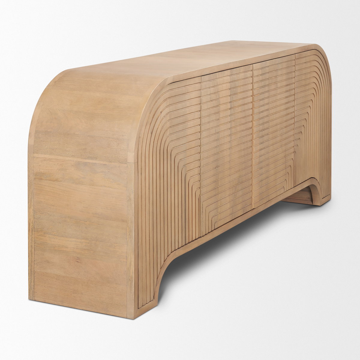 Sorina Reverse Fluted Light Brown Wood Sideboard, Sideboards & Buffet by Mercana, 72" length x 16" width x 30" height View 7
