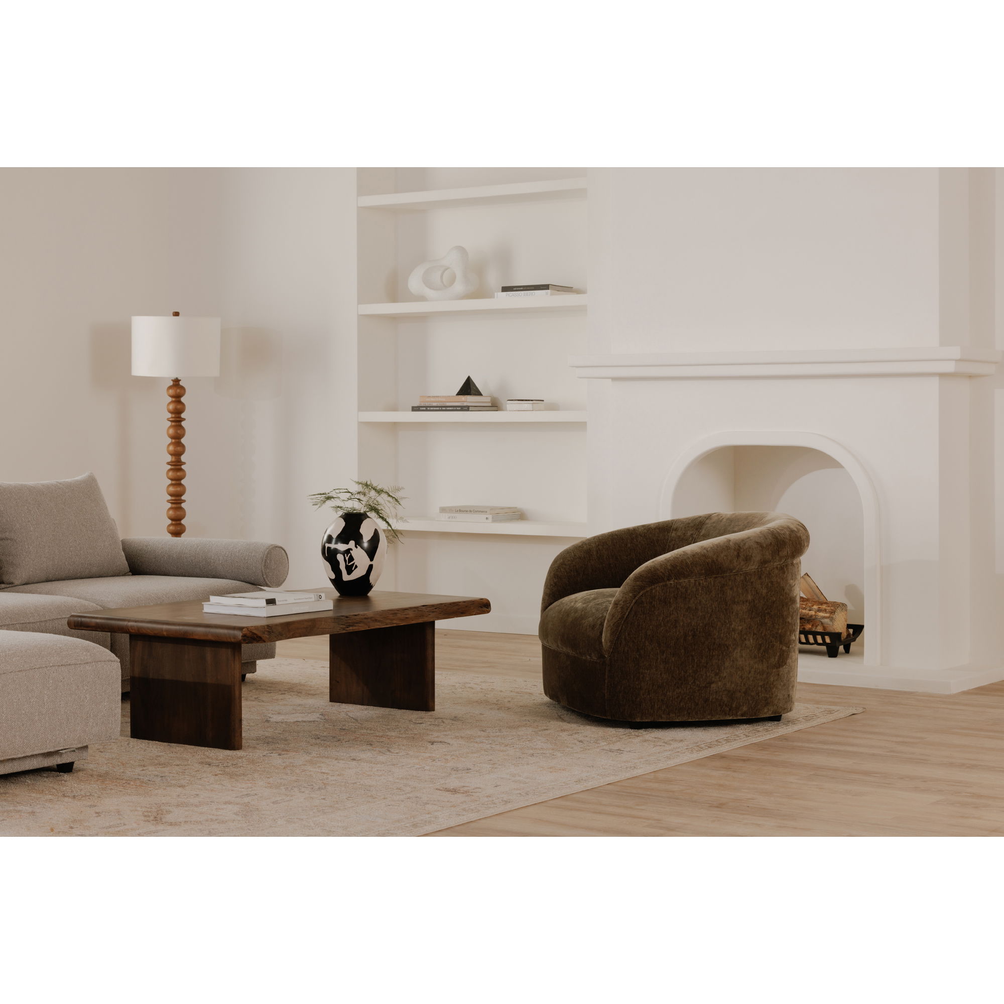 Thora Lounge Chair Dark Green, Accent Chair by Moe's Home, 39.25" width x 28.75" height x 35" depth View 10