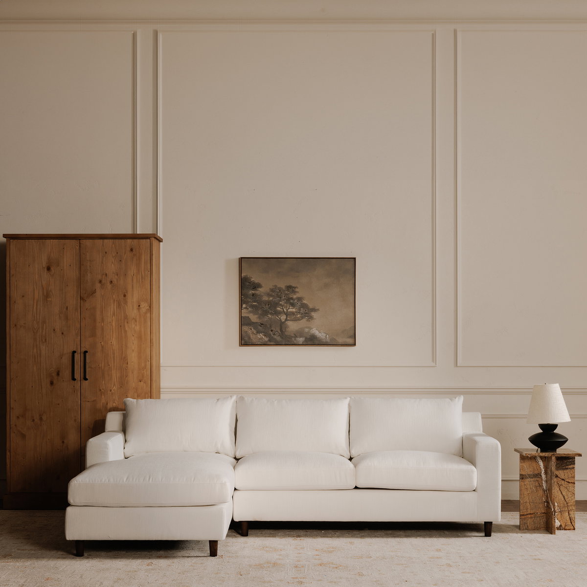 Hutton Left Sectional White, Sectional Sofa by Moe's Home, 100" width x 36.2" height x 29.8" depth View 9