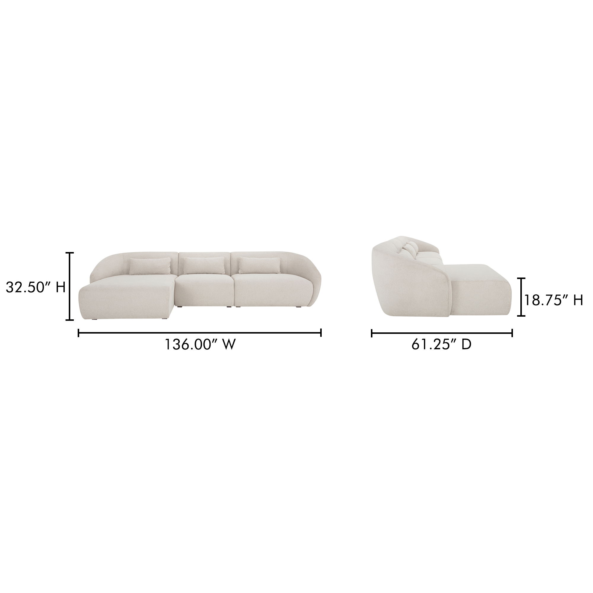 Amelia Lounge Modular Left Sectional Warm White large image 