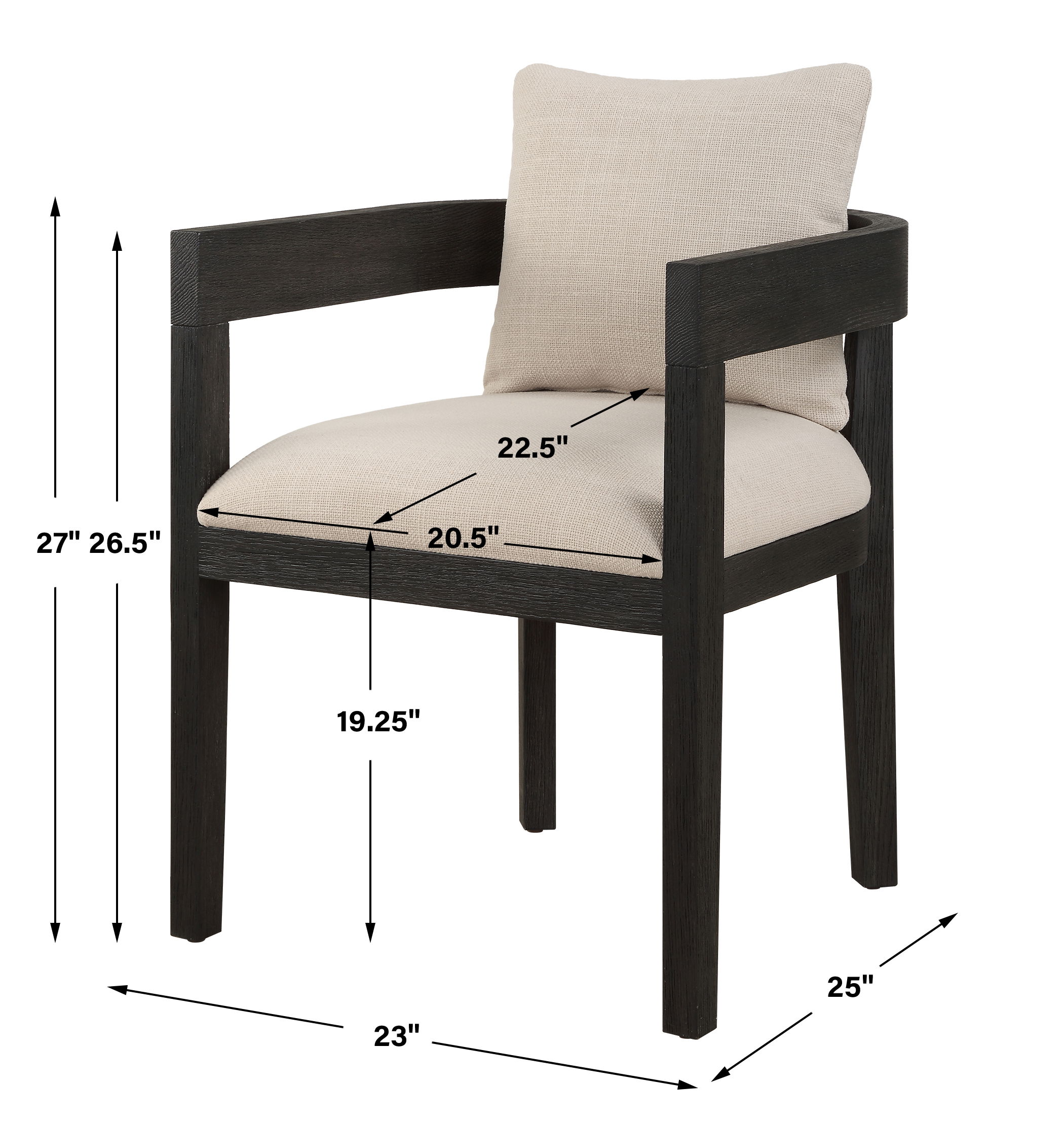 Balboa Modern Dining Chair, Furniture by Uttermost, 23" width x 27" height x 25" depth View 3