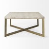 Faye 34L x 34W x 17H Beige Finished Wood with Gold Metal Base Square Coffee Table thumbnail 5