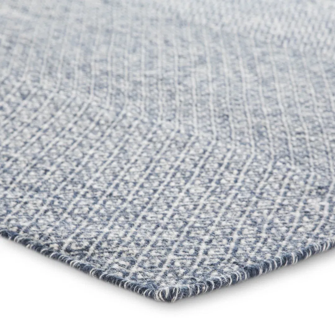 Provence Geometric Hand-Woven Wool Dark Blue/Ivory Area Rug large image 