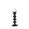 Candelero I Small Black Metal Grooved Table Candle Holder, Candles & Candle Holder by Mercana, 5.51" length x 5.51" width x 13.19" height thumbnail 1