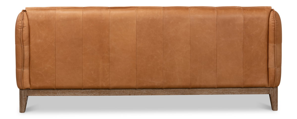 Isaac Leather Sofa, by Sarreid, 2'6" length x 6'5" width x 2'7" height View 3