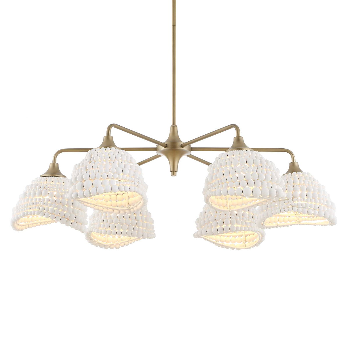 Biddeford 6 Light White Beaded Pendant, Ceiling Light by Uttermost, 36" width x 11" height x 36" diameter View 4