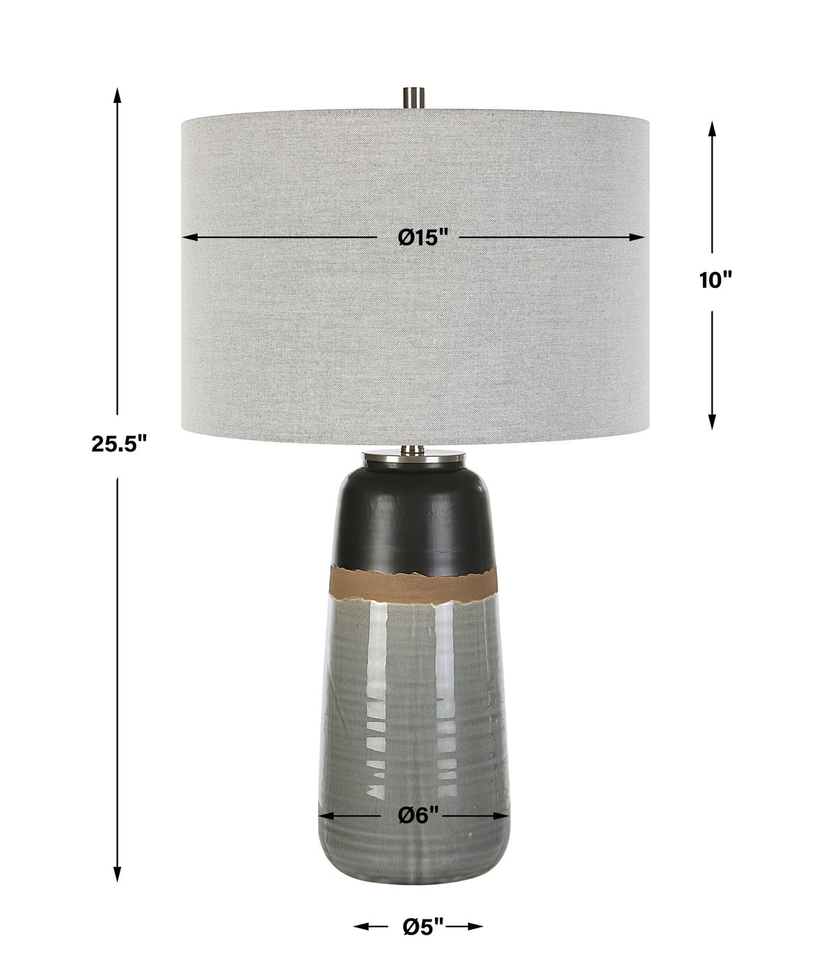 Coen Gray Table Lamp, by Uttermost, 15" width x 25.5" height x 15" depth View 3