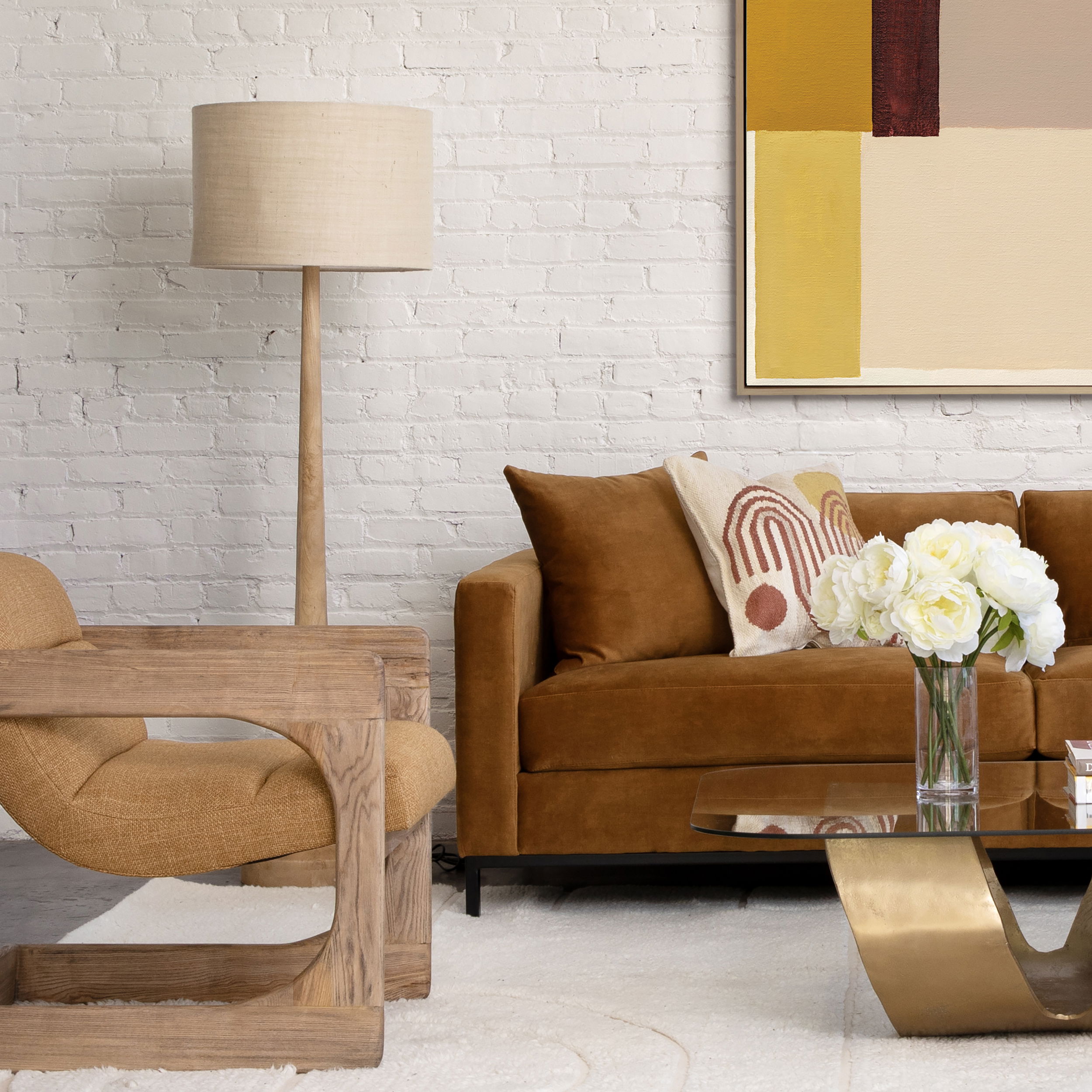 Charlene Floor Lamp Natural Brown, by Dovetail, 20" width x 63.7" height x 20" diameter x 20" depth View 3