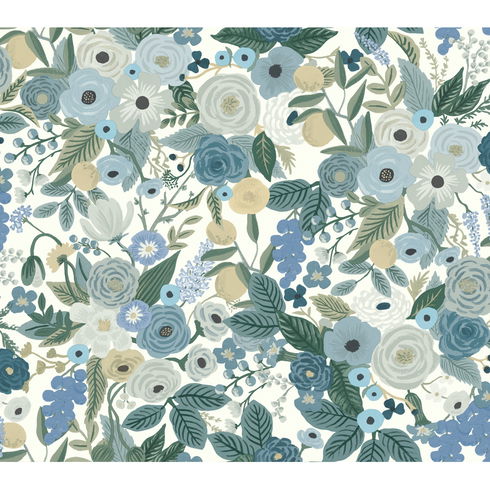 Garden Party Blue Wallpaper