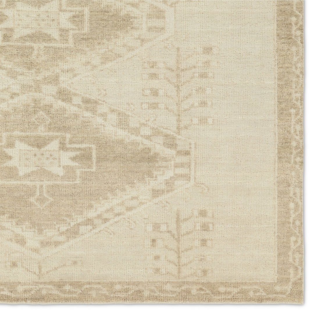 Jaipur Living Ameen JIN10 Handknotted Medallion Tan and Taupe Area Rug (10'x14') large image 