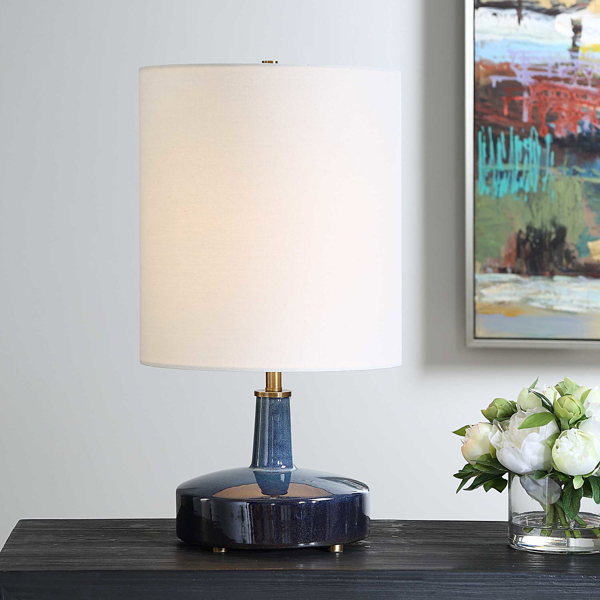 Abyss Blue Table Lamp, by Uttermost, 12" width x 22.5" height x 12" depth View 2